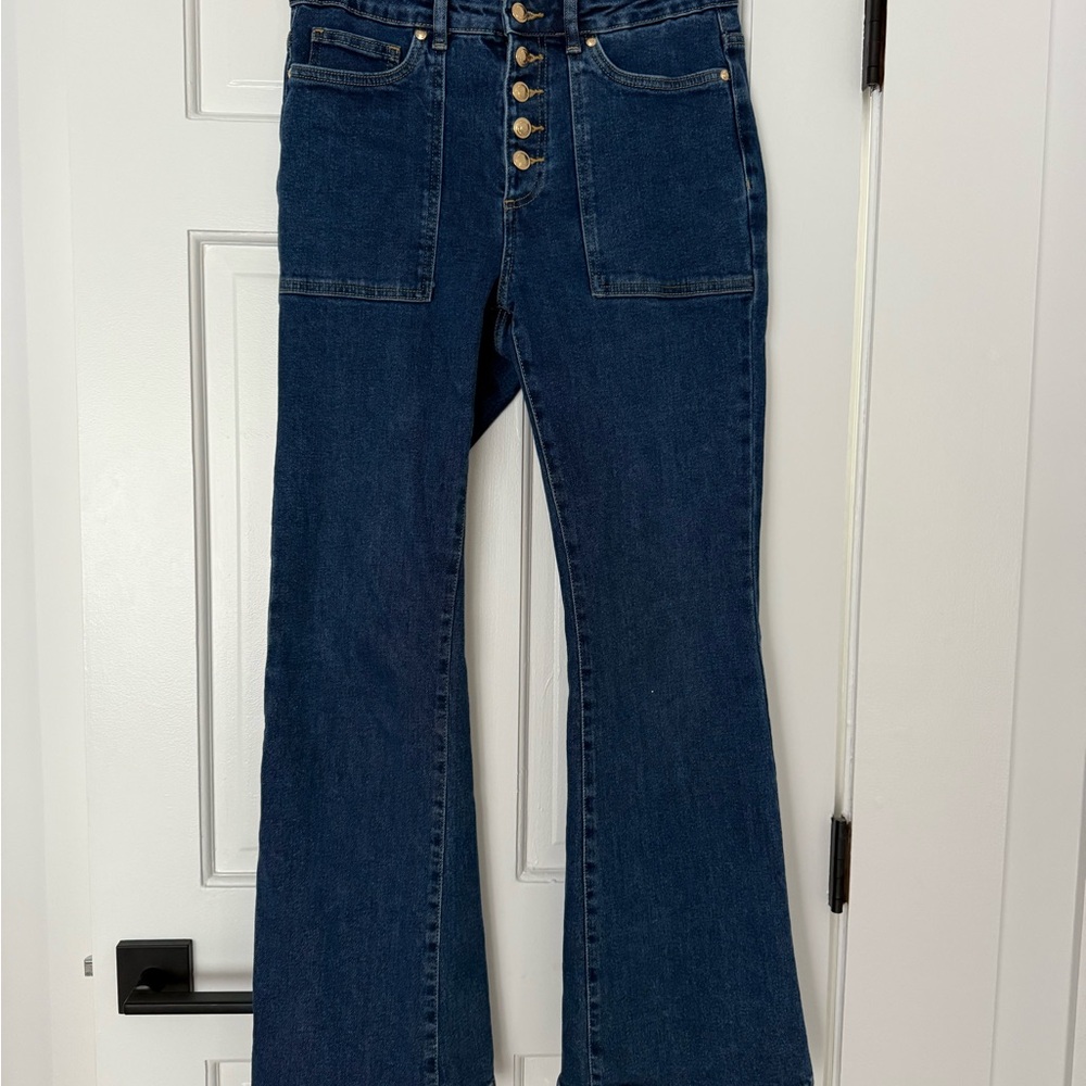Michael Kors - High-Waisted Sailor Jeans- light flare and gold front buttons